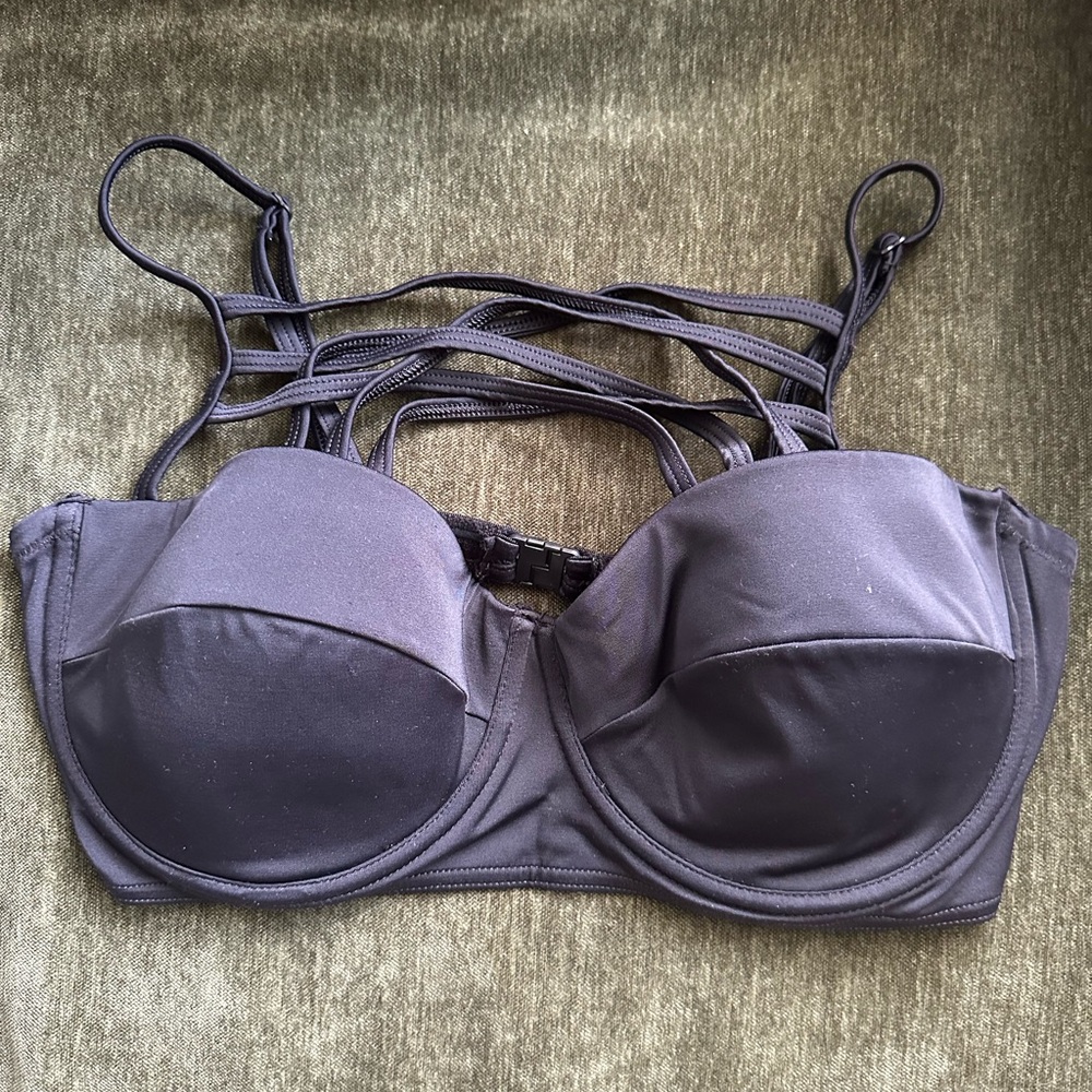 ASOS Black Strappy Bikini Top with Underwire Support